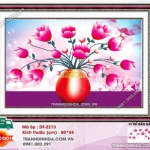 Tranh đính đá Bình Hoa Nghệ Thuật DF2213 kích thước 80cm x 55cm
