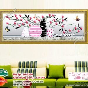 Tranh đính đá Bình Hoa Nghệ Thuật DF2239 kích thước 134cm x 45cm