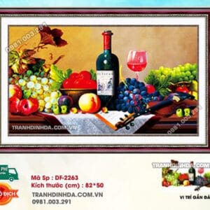 Tranh đính đá Bàn Tiệc Rượu - Quả DF2263 kích thước 82cm x 50cm