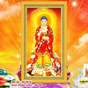 Tranh đính đá Phật A Di Đà DF2316 kích thước 50cm x 90cm