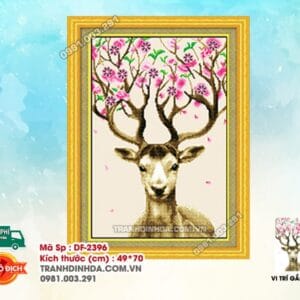 Tranh đính đá Hưu Tài Lộc DF2396 kích thước 49cm x 70cm