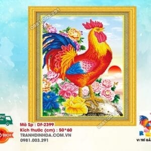 Tranh đính đá Gà Trống DF2399 kích thước 50cm x 60cm