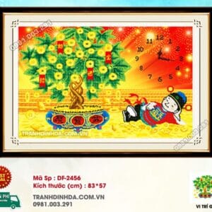 Tranh đính đá Cây Tài Lộc DF2456 kích thước 83cm x 57cm