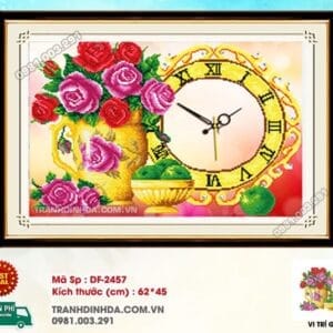 Tranh đính đá Bình Hoa Nghệ Thuật DF2457 kích thước 62cm x 45cm