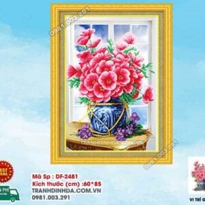 Tranh đính đá Bình Hoa Nghệ Thuật DF2481 kích thước 60cm x 85cm