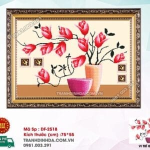 Tranh đính đá Bình Hoa Nghệ Thuật DF2518 kích thước 75cm x 55cm