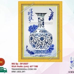 Tranh đính đá Bình Hoa Nghệ thuật DF2527 kích thước 67cm x 100cm