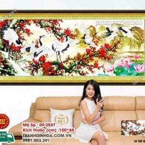 Tranh đính đá Phú Quý Trường Thọ DF2537 kích thước 150cm x 60cm
