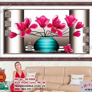 Tranh đính đá Bình Hoa Nghệ Thuật DF2550kích thước 90cm x 50cm