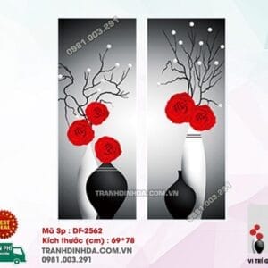 Tranh đính đá Bình Hoa Nghệ Thuật DF2562 kích thước 69cm x 78cm