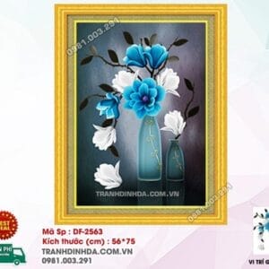Tranh đính đá Bình Hoa Nghệ Thuật DF2563 kích thước 56cm x 75cm