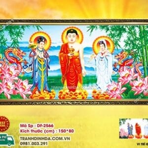 Tranh đính đá Tam Thế Phật DF2566 kích thước 150cm x 80cm