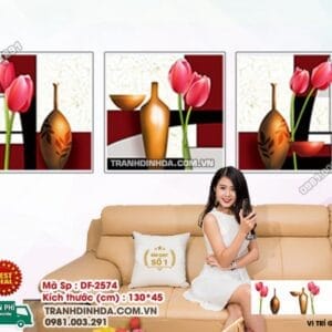 Tranh đính đá Hoa Tulip DF2574 kích thước 130cm x 45cm