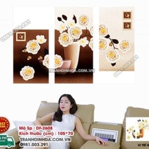 Tranh đính đá Bình Hoa Nghệ Thuật DF2608 kích thước 105cm x 70cm