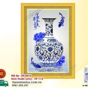 Tranh đính đá Bình Hoa Nghệ Thuật DF2615 kích thước 75cm x 112cm