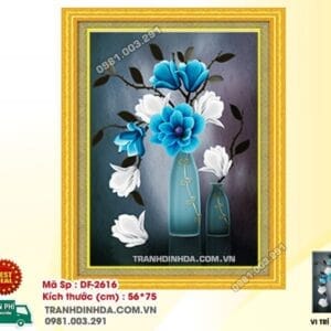 Tranh đính đá Bình Hoa Nghệ Thuật DF2616 kích thước 56cm x 75cm