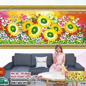 Tranh đính đá Hoa Khoe Sắc DF2645 kích thước 150cm x 60cm