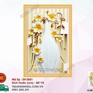Tranh đính đá Bình Hoa Nghệ Thuật DF2651 kích thước 50cm x 75cm