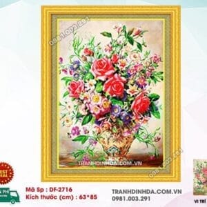 Tranh đính đá Bình Hoa Nghệ Thuật DF2716 kích thước 63cm x 85cm