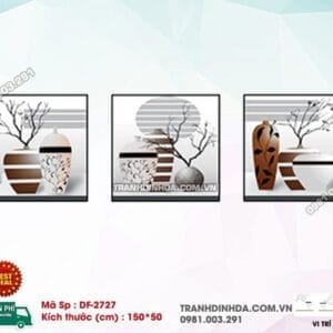 Tranh đính đá Bình Hoa Nghệ Thuật DF2727 kích thước 150cm x 50cm