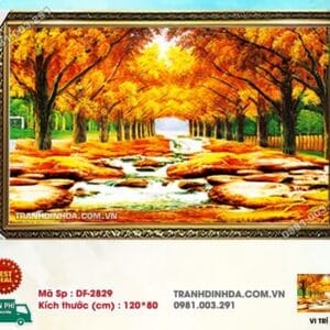 Tranh đính đá Phong Cảnh Mùa Thu DF2829 kích thước 120cm x 80cm