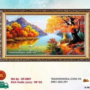 Tranh đính đá Phong Cảnh Mùa Thu DF2857 kích thước 95cm x 52cm