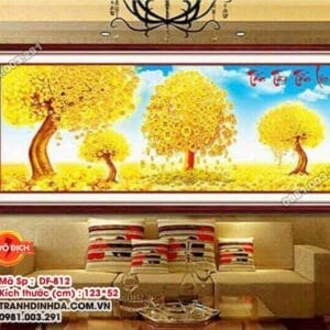 Tranh đính đá cao cấp tấn tài tấn lộc DF812 kích thước 123cm x 52cm
