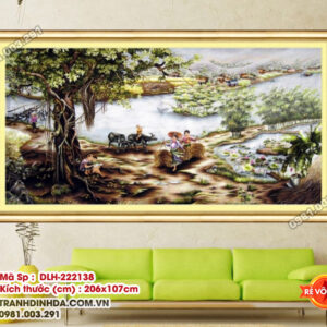 Tranh thêu chữ thập Khúc Hát Thanh Bình DLH-222138 kích thước 206cm x 107cm