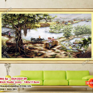Tranh thêu chữ thập Khúc Hát Thanh Bình DLH-222139 kích thước 182cm x 113cm