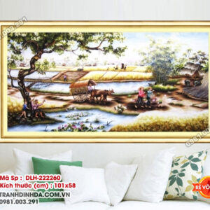 Tranh thêu chữ thập Cảnh Quê DLH-222260 kích thước 101cm x 58cm