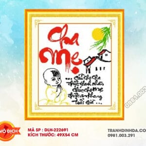 Tranh thêu chữ thập Cha Mẹ DLH-222691 kích thước 49 x 54cm