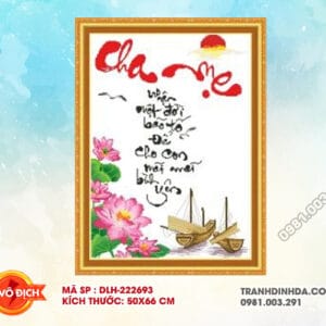 Tranh thêu chữ thập Cha Mẹ DLH-222693 kích thước 50 x 66cm