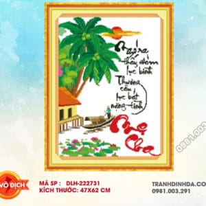 Tranh thêu chữ thập Cha Mẹ DLH-222731 kích thước 47cm x 62cm