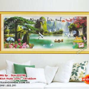 Tranh thêu chữ thập Non Nước Hữu Tình DLH-222790 kích thước 147cm x 62cm