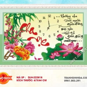 Tranh thêu chữ thập Cha Mẹ DLH-222818 kích thước 67cm x 44cm