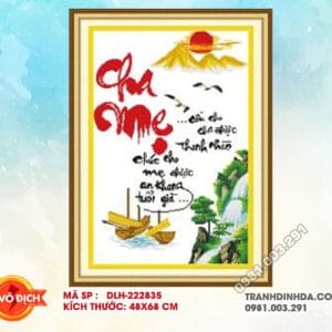 Tranh thêu chữ thập Cha Mẹ DLH-222835 kích thước 48cm x 68cm