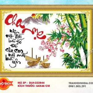 Tranh thêu chữ thập Cha Mẹ DLH-222844 kích thước 64cm x 46cm