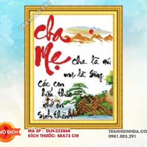 Tranh thêu chữ thập Cha Mẹ DLH-222868 kích thước 58cm x 73cm