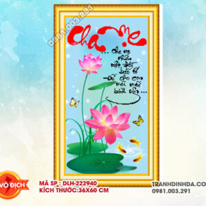 Tranh thêu chữ thập Cha Mẹ DLH-222940kích thước 36cm x 60cm