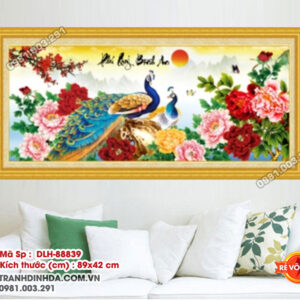 Tranh thêu chữ thập Phú Quý Bình An DLH-88839 kích thước 89cm x 42cm