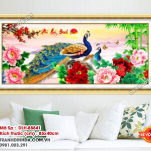 Tranh thêu chữ thập Phú Quý Bình An DLH-88841 kích thước 85cm x 40cm