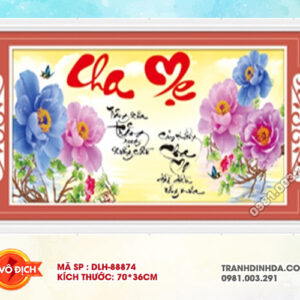Tranh thêu chữ thập Cha Mẹ DLH-88874 kích thước 70cm x 36cm