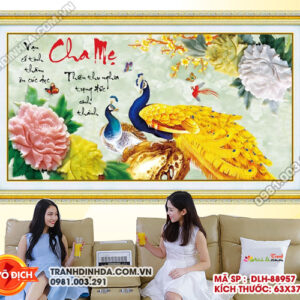 Tranh thêu chữ thập Cha Mẹ DLH-88957 kích thước 63cm x 37cm