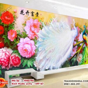 Tranh thêu chữ thập Phú Quý Nở Hoa HH0794 kích thước 149cm x 67cm