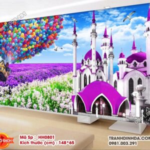 Tranh thêu chữ thập Lâu Đài Tình Yêu HH0801 kích thước 148cm x 65cm