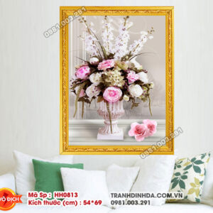 Tranh thêu chữ thập Bình Hoa Nghệ Thuật HH0813 kích thước 54cm x 69cm