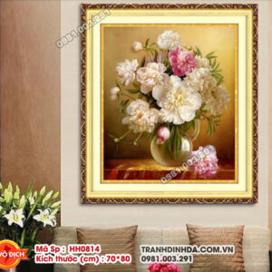 Tranh thêu chữ thập Bình Hoa Nghệ Thuật HH0814 kích thước 70cm x 80cm