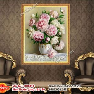 Tranh thêu chữ thập Bình Hoa Nghệ Thuật HH0815 kích thước 62cm x 80cm