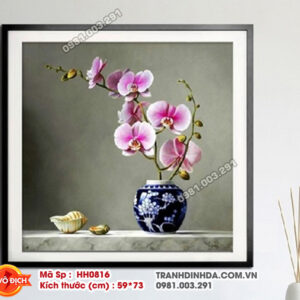Tranh thêu chữ thập Bình Hoa Lan HH0816 kích thước 59cm x 73cm