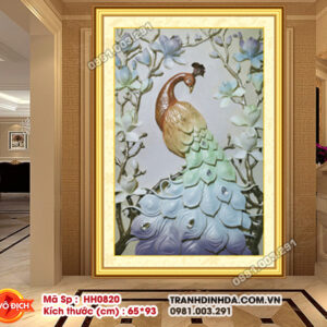 Tranh thêu chữ thập Chim Công Bên Hoa Ngọc Lan HH0820 kích thước 65cm x 93cm